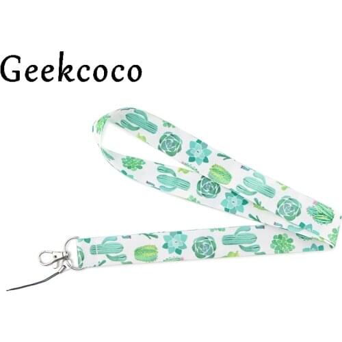 10pcs/lot J1193 Cactus Plants Mobile Phone Strap Cartoon Lanyard Neck Strap For Keys ID Card For USB Badge Holder DIY Hang Rope