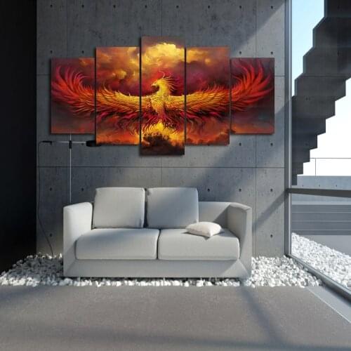 HD Printed Comics Phoenix Painting 5 piece canvas art room decoration print poster picture canvas Free shipping/ny-1495