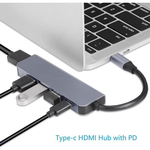 Type C Hub HDMI USB HUB 5 in 1 with PD Fast Charging Adapter for Macbok Pc Phone Expander Portable USB 3.1 Hub Splitter