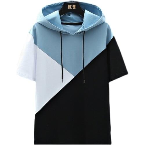 CnHnOH Hooded Trend Handsome 2021 Summer Short-Sleeved Short sleeve Male Harajuku Style Oversize Compassionate Loose Q97