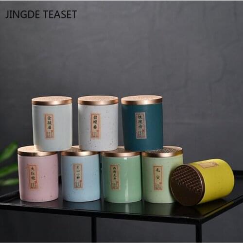 Mini Ceramics Tea Caddy spices Containers travel tea bag Sealed tea jar coffee Powder canister Household Porcelain storage tank