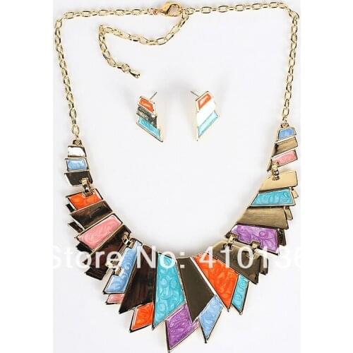 MS17781 Fashion Jewelry Sets Painted Bright Color Necklace Bridal Jewelry 2014 New High Quality Party Gifts