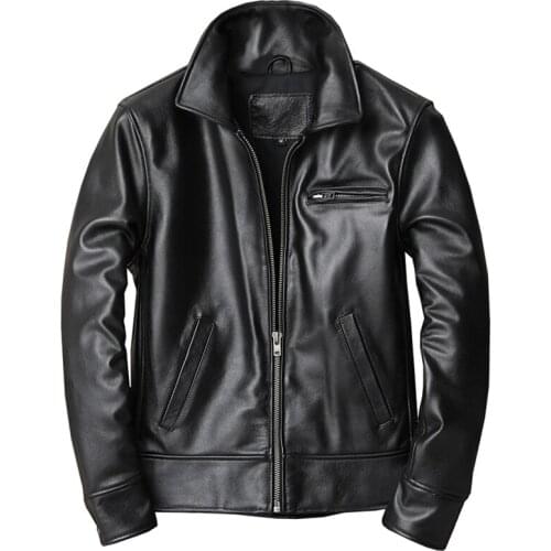 Fashion Business Dress Suit Jacket and Coat For Men Genuine Leather Tuxedo Coat Mans Outwear Spring and Autumn Cowhide Overcoat