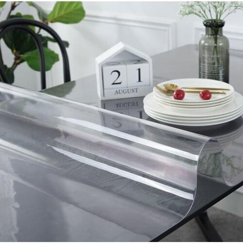 Soft Glass Tablecloth Transparency PVC Waterproof Oilproof kitchen dining Table colth Cover Mat washable crystal plate 1.0mm