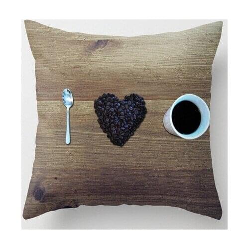 Throw Pillowcase I Love Coffee Vintage Wood Style Luxury Printing Square Zippered Pillow Sham Pillowcase Design