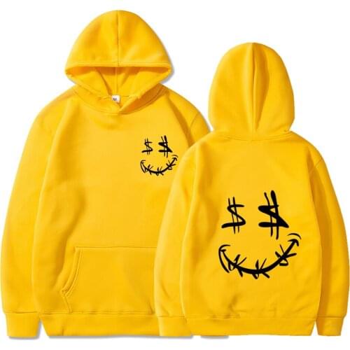 Black Money Smiling Face Printing 2021 New Style Mens Hoodies Pulloverl Letters Unisex Sweatshirt Casual Tops Fashion Trend