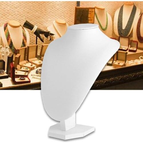 32CE Faux Leather Mannequin Necklace Pendant Jewelry Bust Neck Display Stand Holder