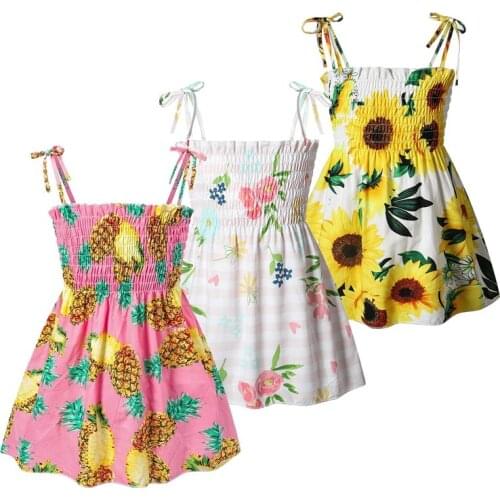 Floral Dresses For Girls Summer Clothes Pure Cotton Beach Dress Childrens Fashion Dress Thin Girls Ins Style Suspender 2-6 Year