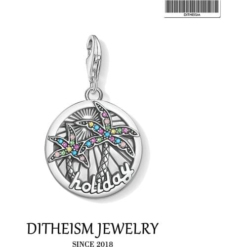 Charm Pendant Palm Tree Tropical Summer Holiday 925 Sterling Silver Fit Bracelet Necklace 2021 New Fine Jewelry For Women Men