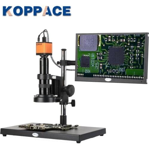 KOPPACE 17X-108X 16MP Full HD 1080P HDMI HD Industry Microscope for Phone PCB Repair Microscope 13.3 inch Display Screen