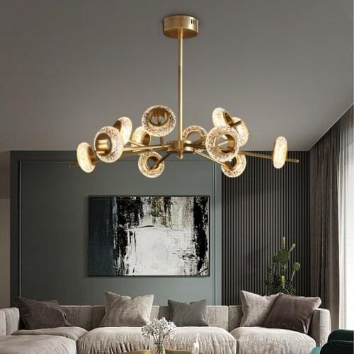 Luxury Chandelier Brass Modern LED Creative Deco Gold Fixtures For Home Living Room Dining Room Bedroom Crystal Hanging Lamp
