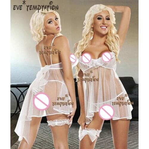 Sexy white bowknot bianco voile organza Lingerie Babydoll Biancheria da notte Intimo falbala seksi Temptation adult W239