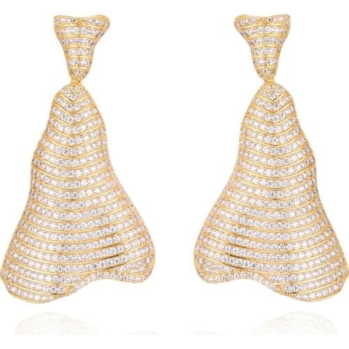GrayBirds High Quality AAA CZ Radian Two Triangle Earring Full Cubic Zirconium Stripe Jewelry MLE152