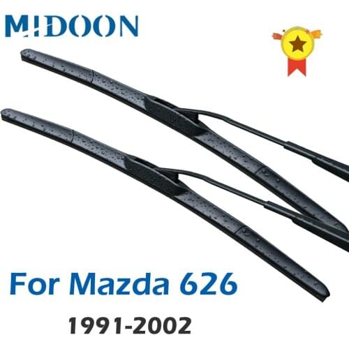 MIDOON Hybrid Wiper Blades for Mazda 626 Fit Hook Arms 1991 1992 1993 1994 1995 1996 1997 1998 1999 2000 2001 2002