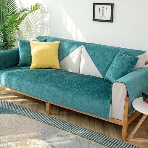 Modern solid color chenille four seasons universal sofa cover Anti-slip sofa cushion wholesale slipcover leather sofa protector