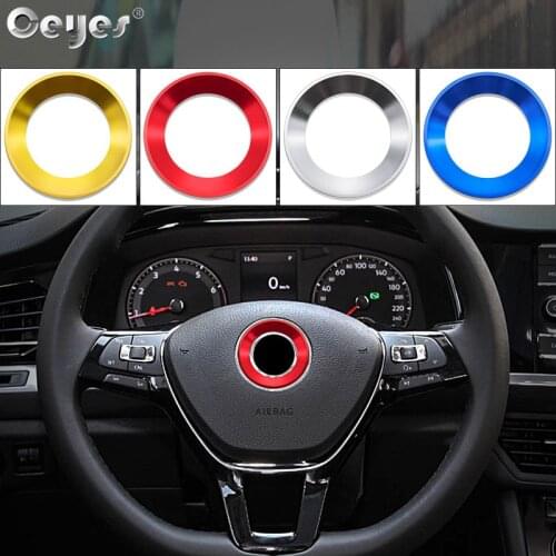 Car styling for Volkswagen VW Polo Passat B8 B5 B6 Golf 4 5 6 7 Caddy Steering Wheel Ring Metal Decoration Sticker accessories
