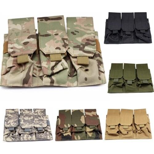 Tactical Triple Molle Magazine Pouch 5.56mm .223 Rifle Pistol Ammo Mag Bag for AR15 M4 M16 Airsoft Paintball Hunting Accessories