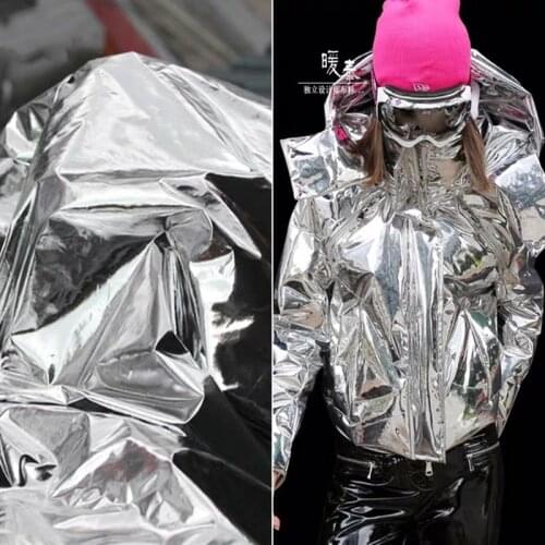 Ultrathin Down Fabric Shiny Silver Metallic sense DIY Down Jacket Coat Windbreaker Background Decor Designer Fabric