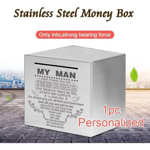 Engraved Safe Piggy Bank Stainless Stell Box Money Savings Bank For Kids Can Only Save The Piggy Bank Personalized CQG00037