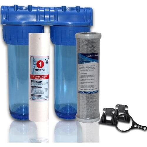 High Quality! 10 ''Transparent Two Stage Whole House Water Filtration System with 1 Micron , CTO Filter ,3/4 "Inlet & Outlet