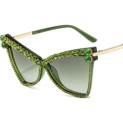 Cat-eye Diamondle-studded Sunglasses Ladies Personality Glasses T Show Party Decoration Glasses Luxury Design Women Sunglasses