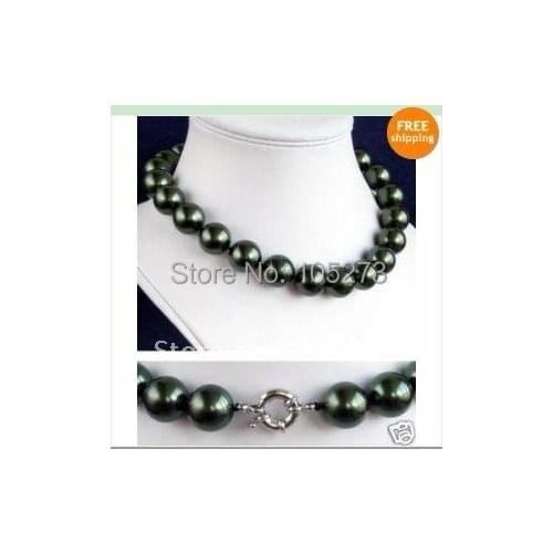 10mm Natural south sea black shell pearl necklace length:18''inchs Fashion womans jewelry Free shipping NF12