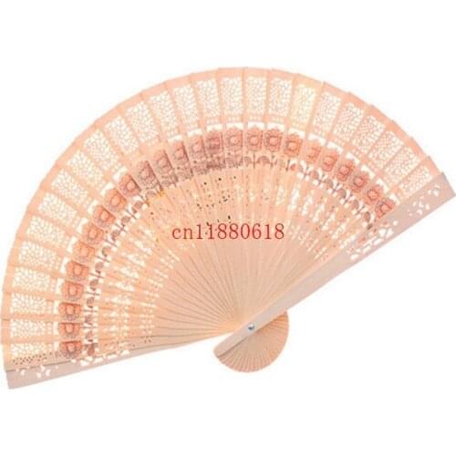 100pcs/lot Free shipping Wedding Party Favors Chinese carved folding fragrance wood hand Fan Fans