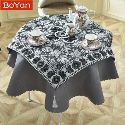 Latest 2 pcs/set Round 140cm Luxury Enbroidery Table Linens Fashion Elegant Black Sliver Cloth Table Decor Accessories