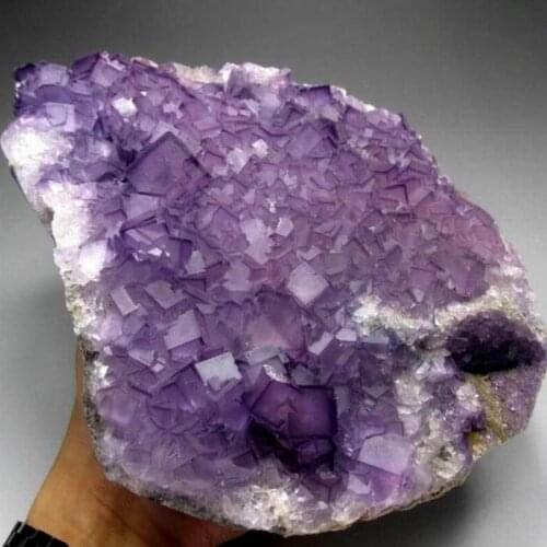 2451g Purple Fluorite Cluster on Matrix - crystals and stones healing Mineral specimen Home Decor feng shui decoration