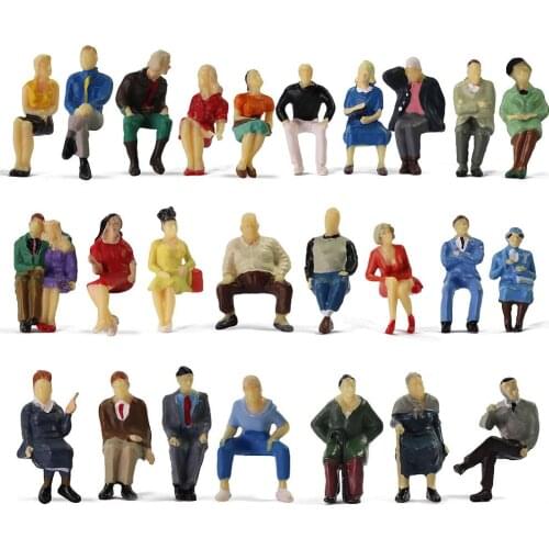 25pcs Model Railway O scale Painted Seated Figure 1:43 Painted Sitting People Park Layout 25 different Poses P4806