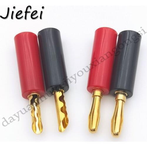 2pcs Gold Plated brass BFA 4mm Banana Plug Male Audio Speaker Screw Connector