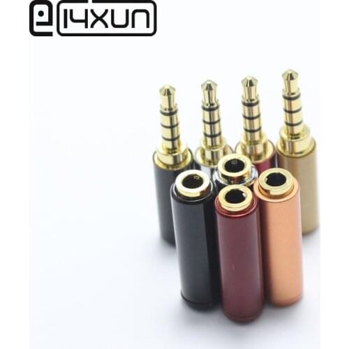 4 pair Colorful Aluminum New 3.5mm Male 4 Pole Stereo Plug + Female Headphone Jack Audio Connectors Soldering