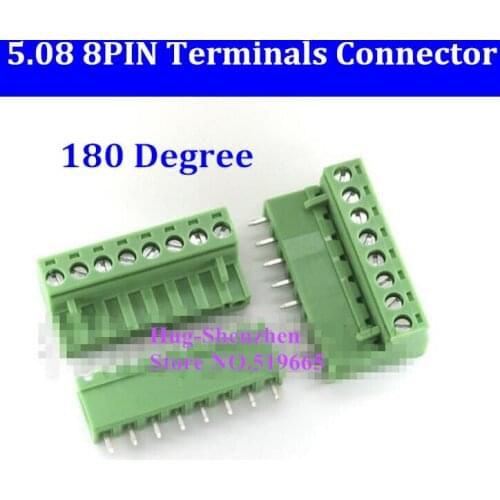 5.08 5.08mm 8pin 8-Pin Terminal plug type 300V 10A 5.08mm pitch connector pcb screw terminal block 180 degree