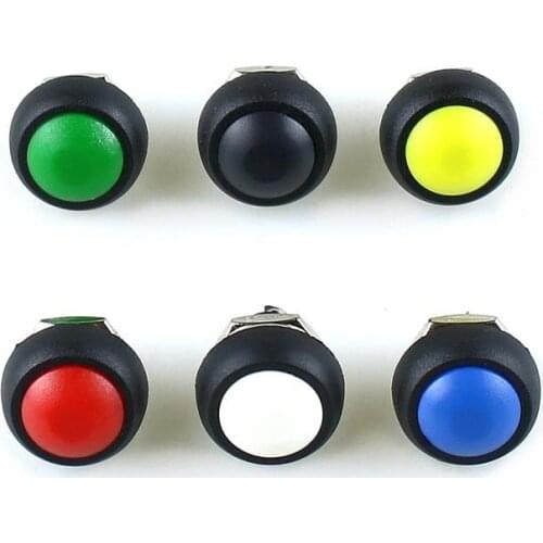 5Pcs PBS-33B 12mm Mini Switch 2Pin 1A Waterproof Momentary button Switch Black Red Green Yellow White Blue