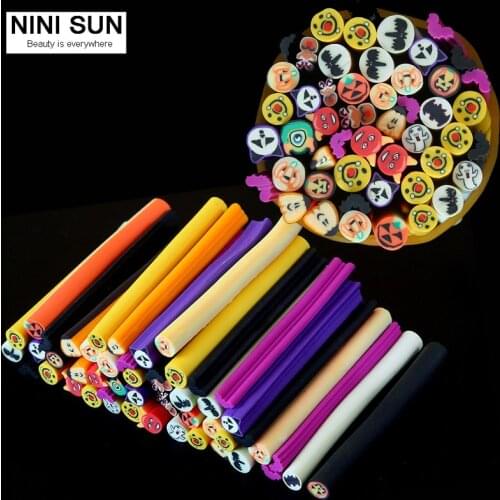 50 Pcs Nail Art Soft pottery Care Canes Rods Sticks Sticker Tips Decoration Halloween Style DIY Nail Tips Accessories Decoration