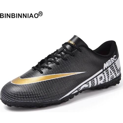 BINBINNIAO 2021 Men Soccer Shoes Kids TF/AG Football Boots Cleats Sport Footwear Sneakers size 35-45