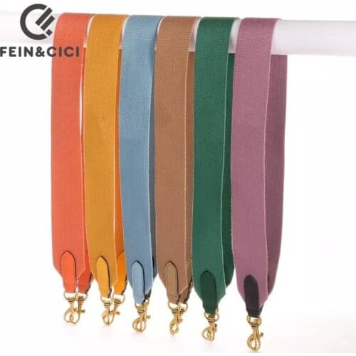 Colorful strap large wide canvas strap for messenger shoulder bag briefcase belt with cowskin leather bag parts accessories