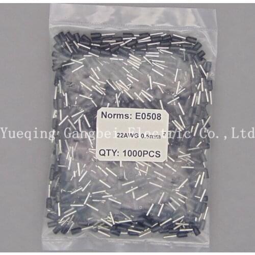 E0508 Wire Copper Crimp Connector Insulated Cord Pin End Terminal 22AWG 0.5mm black