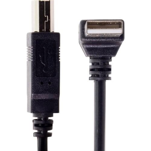 Jimier USB 2.0 Male A Type Down Up Angled 90 Degree to B Type Male Cable with Braid Cable for Printer Scanner Hard Disk 20cm
