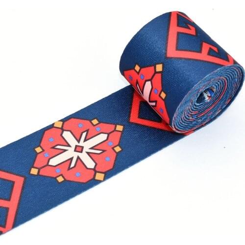 Webbing Belt Polyester Knapsack Strapping Bag Tidal Current Geometric Pattern 2”Webbing Crafts Sewing Accessories for Bag Strap