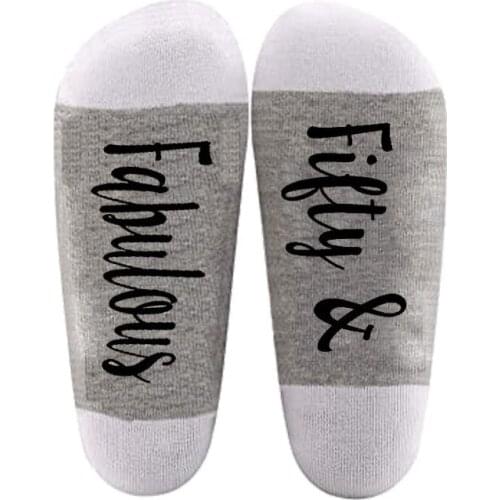 Fifty & Fabulous Socks 50th 50 years old Wife husband Mom dad friend Birthday Anniversary decoration present Gift Photo props