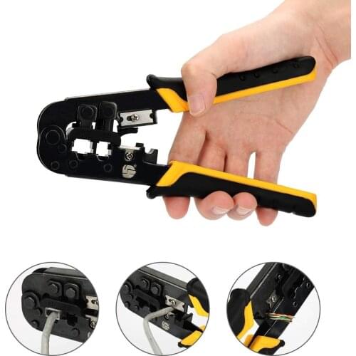 Dual-Modular Network Cable Cutting Stripping Crimper, Cat 5 Stripper Crimping Tool RJ45 RJ12 RJ11 RJ9 8P/6P Connectors Hand Tool