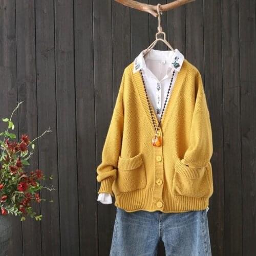 Single-breasted Sweater Cardigan Jacket Female Loose Korean Student Spring and Autumn 2021 New Sweater Trend Hot Sale X273