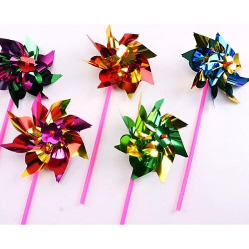 100 pcs/pack Colorful Sequins Windmill toys Children Small Handmade DIY Plastic Wind Spinner Garden Decor Outdoor Toy Gift