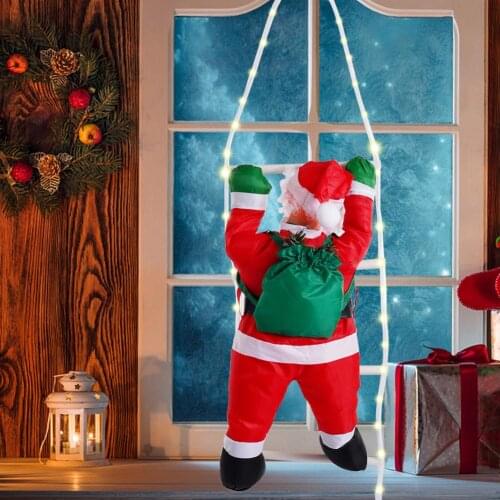Christmas Pendant Climbing Ladder Santa Toy Cute Window LED Ornament New Year Tree Decoration Christmas Tree Hanging Decor