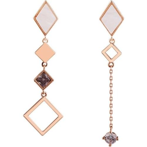 Silver plated Korea Fashion Asymmetry Geometric Long Earrings Rhinestone drop statement earrings Jewelry Accessoreis