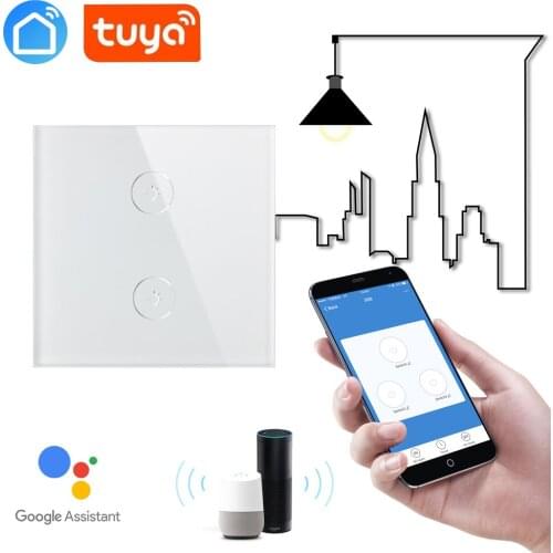 Tuya App 2 Gang Smart Wifi Touch Wall Light Switch Global Controller Control Compatible with Alexa Echo,Google Home