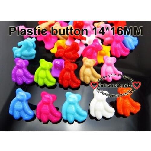 100PCS bear button mixed colors Dyed Plastic toy buttons coat boots sewing clothes accessories P-168