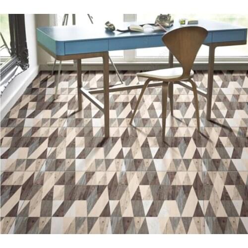 PVC Modern simple wood grain brick antique brick non-slip waterproof self-adhesive 3D floor sticker tiles bathroom 3D wallpaper