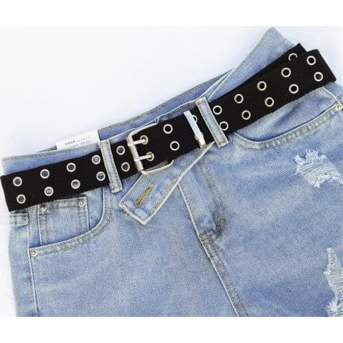 New Designer Harajuku Wide Belt Canvas Double Grommet Hole Buckle Belt Female Male Hot Waist Strap Belts Women Men Jeans belts